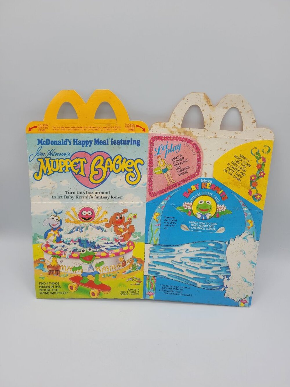 1987 McDonalds Happy Meal Box Muppet Babies Baby Kermit Jim Henson